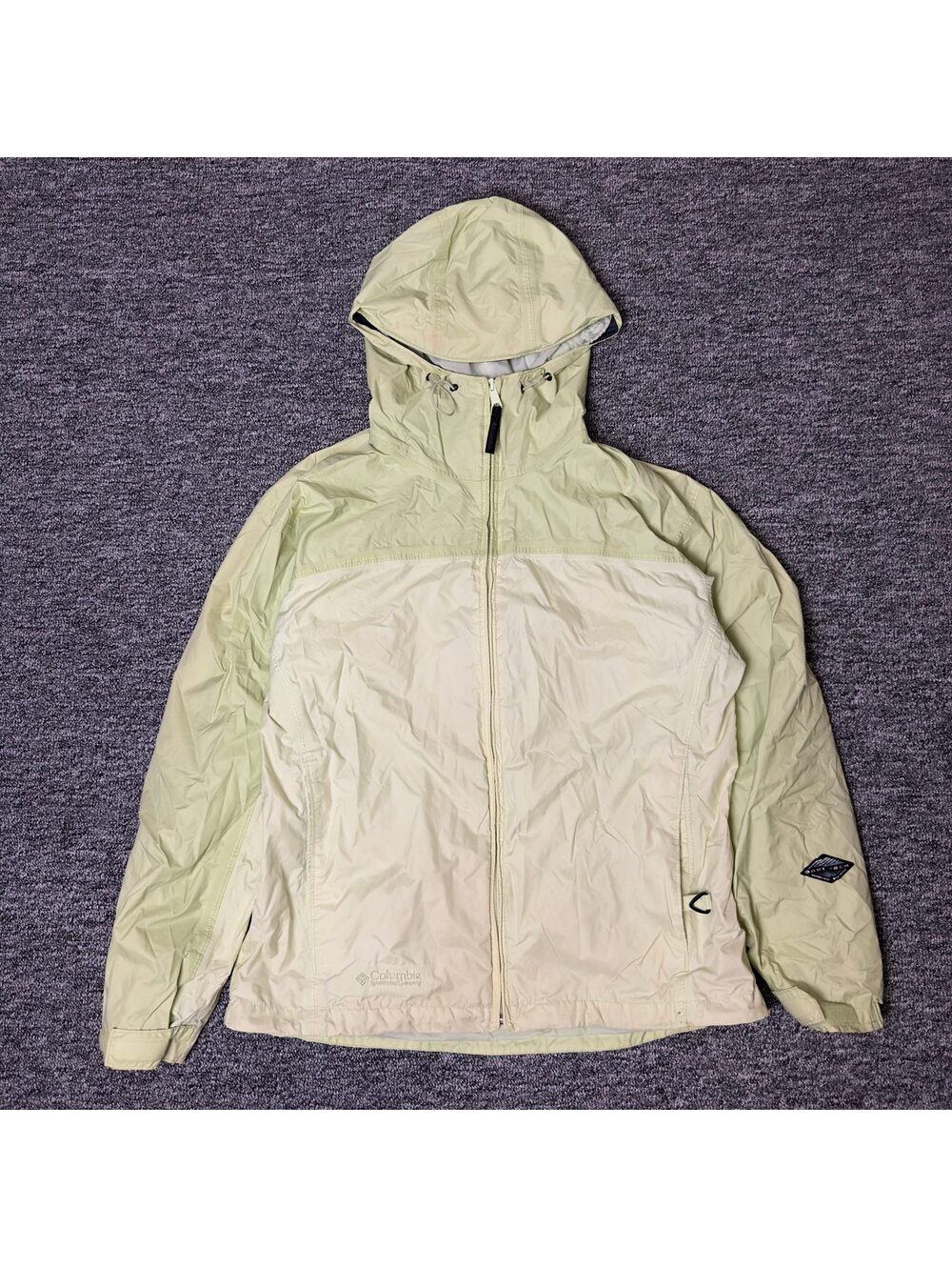Columbia Hooded Windbreaker Jacket Womens L Yellow
